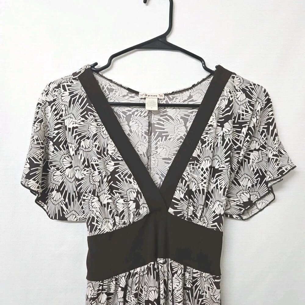 Wowmns Sz Small Y2K Forever 21 Babydoll Dress Brown Stretch Retro Hippie - Picture 2 of 7